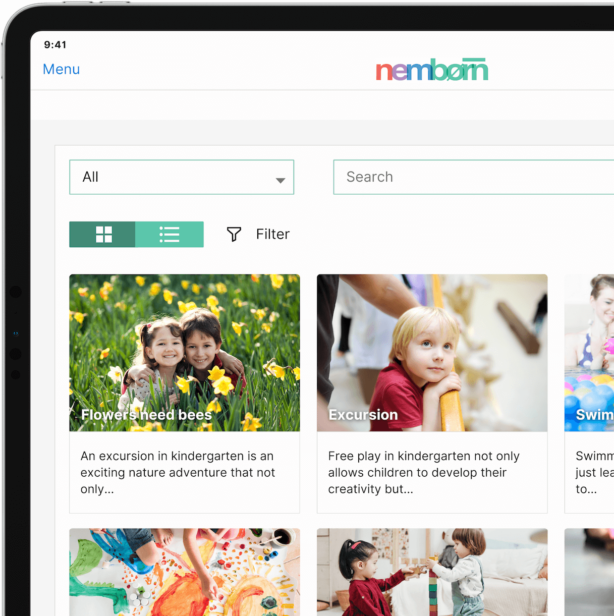 Activity feed in featuring curriculum integration, such as the ‘Flowers Need Bees’ nature excursion. Enhancing parent engagement and educational planning.
