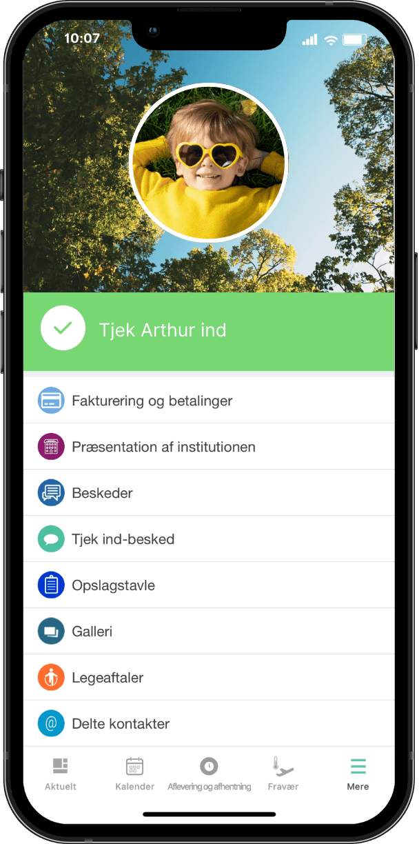 Nembørn-app på mobiltelefon