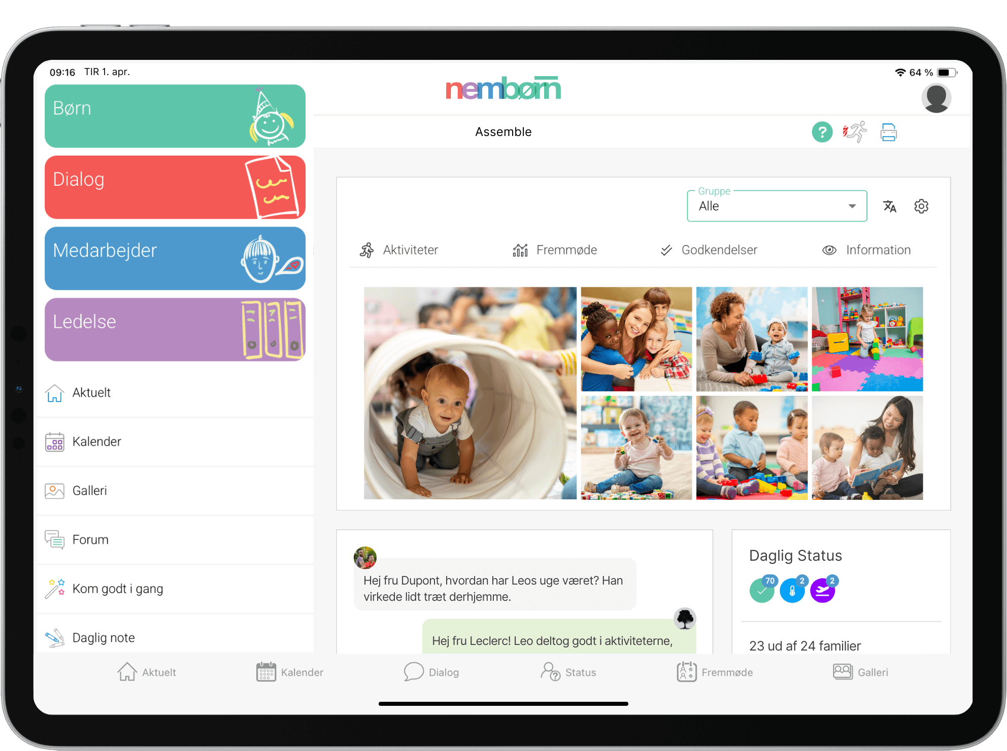 Nembørn-app på tablet
